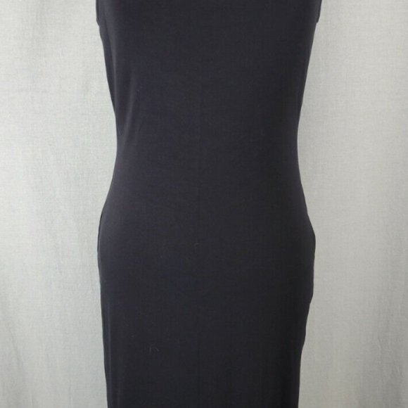 SNST Bodycon Midi Dress S Black T-back Side Slit Knit Material NWT - Picture 5 of 11